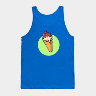 Ice Cream Cone Cartoon Vector Icon Illustration Tank Top